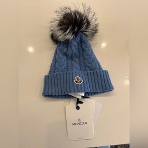 NWT Moncler Berreto Tricot Pom Beanie Real Fur